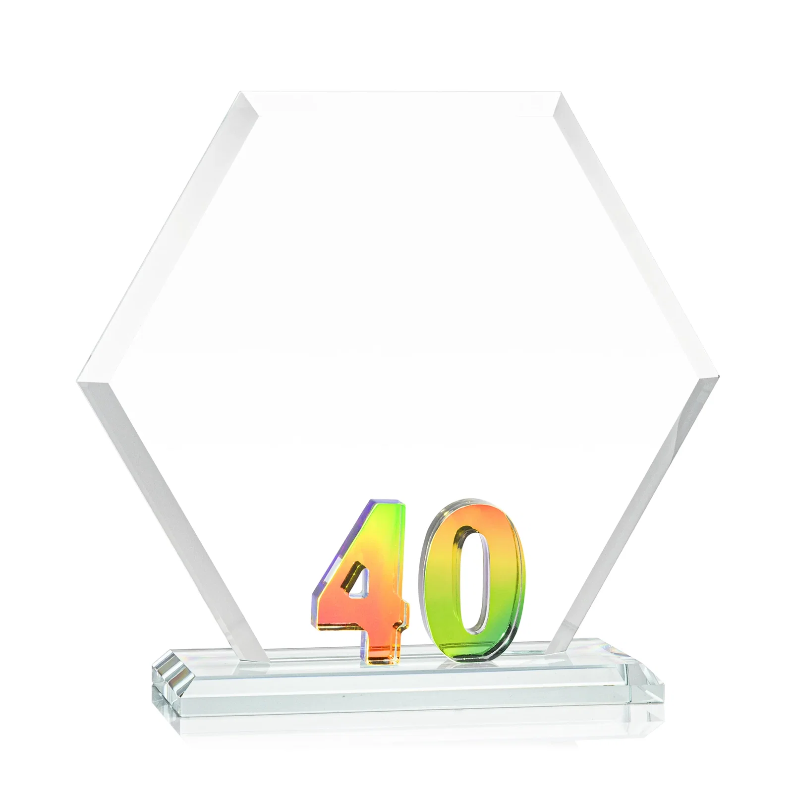 Promotional Starfire Crystal Hexagon 40-Year Anniversary Award, awards for dealer and partner awards