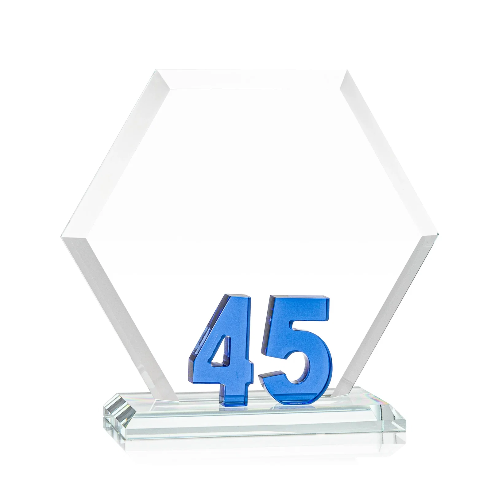 Promotional Starfire Crystal Hexagon 45-Year Anniversary Award, awards for service anniversary gifts