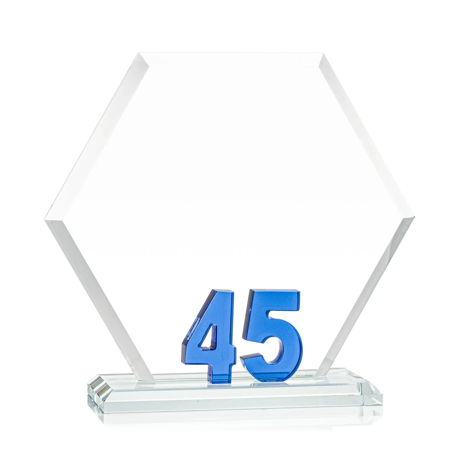 Promotional Starfire Crystal Hexagon 45-Year Anniversary Award, awards for sales achievement awards