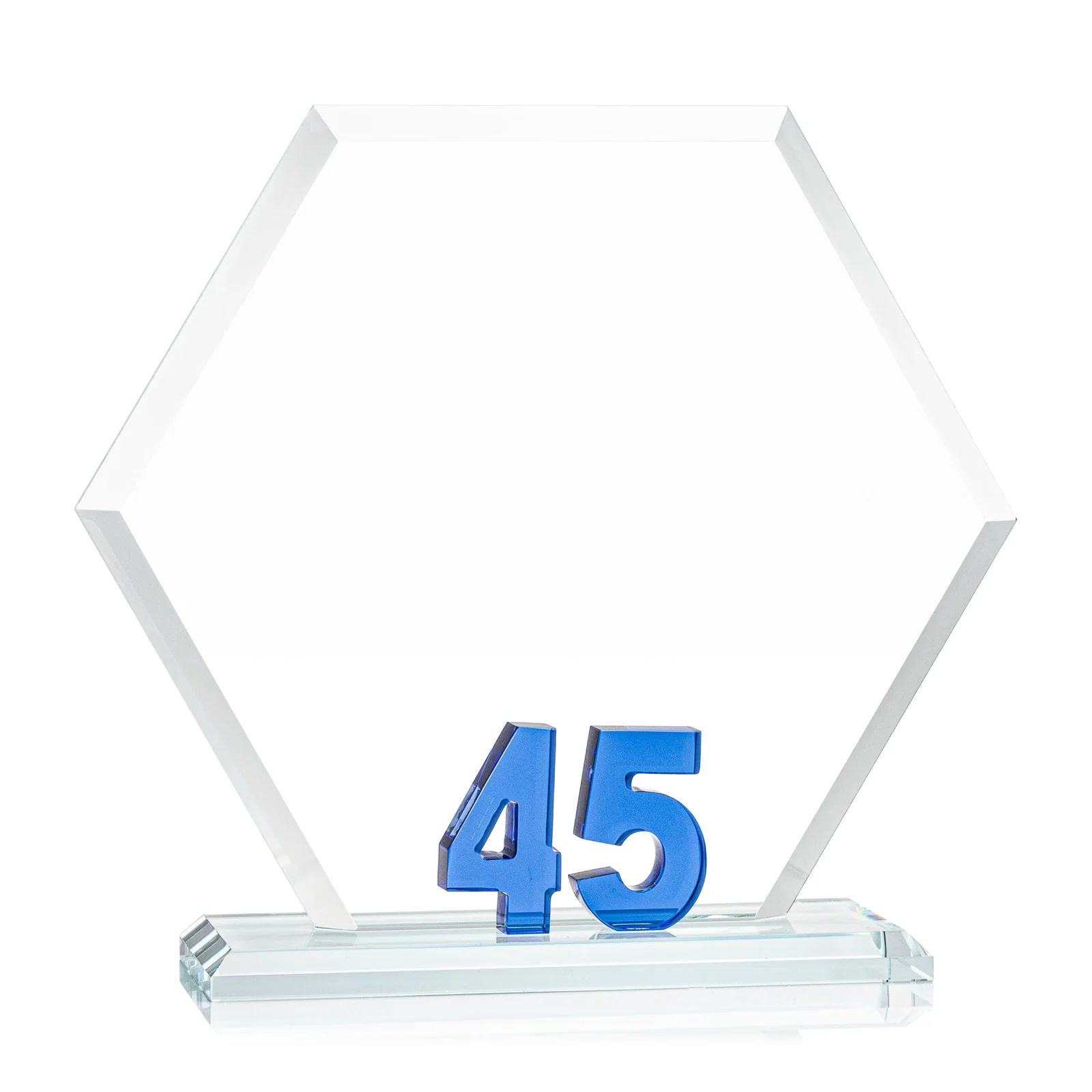 Promotional Starfire Crystal Hexagon 45-Year Anniversary Award, awards for retirement presentations