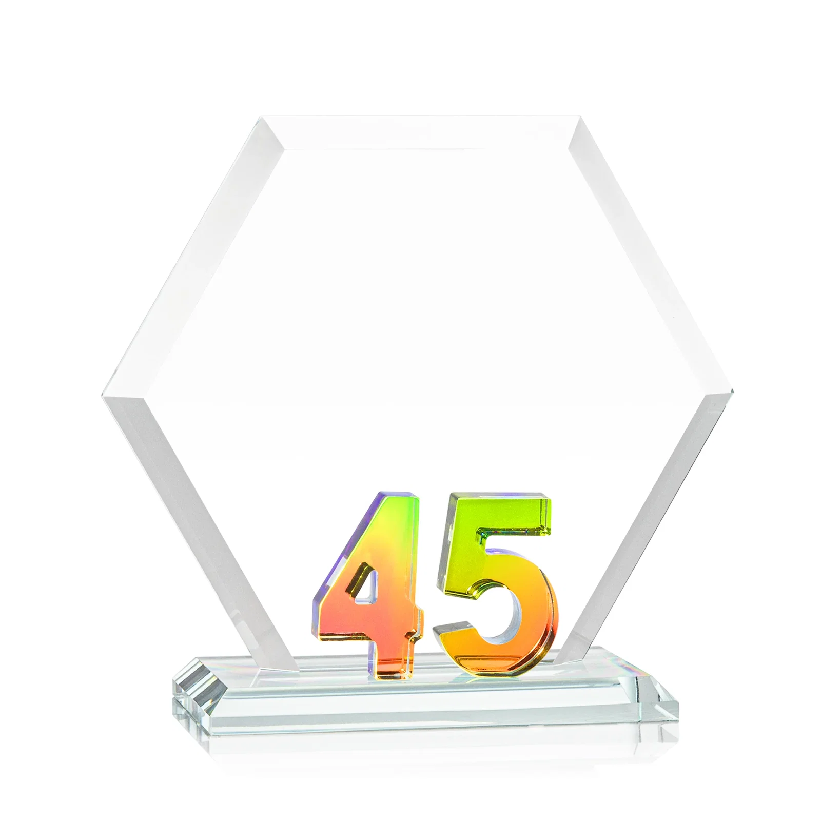 Promotional Starfire Crystal Hexagon 45-Year Anniversary Award, awards for safety achievement programs