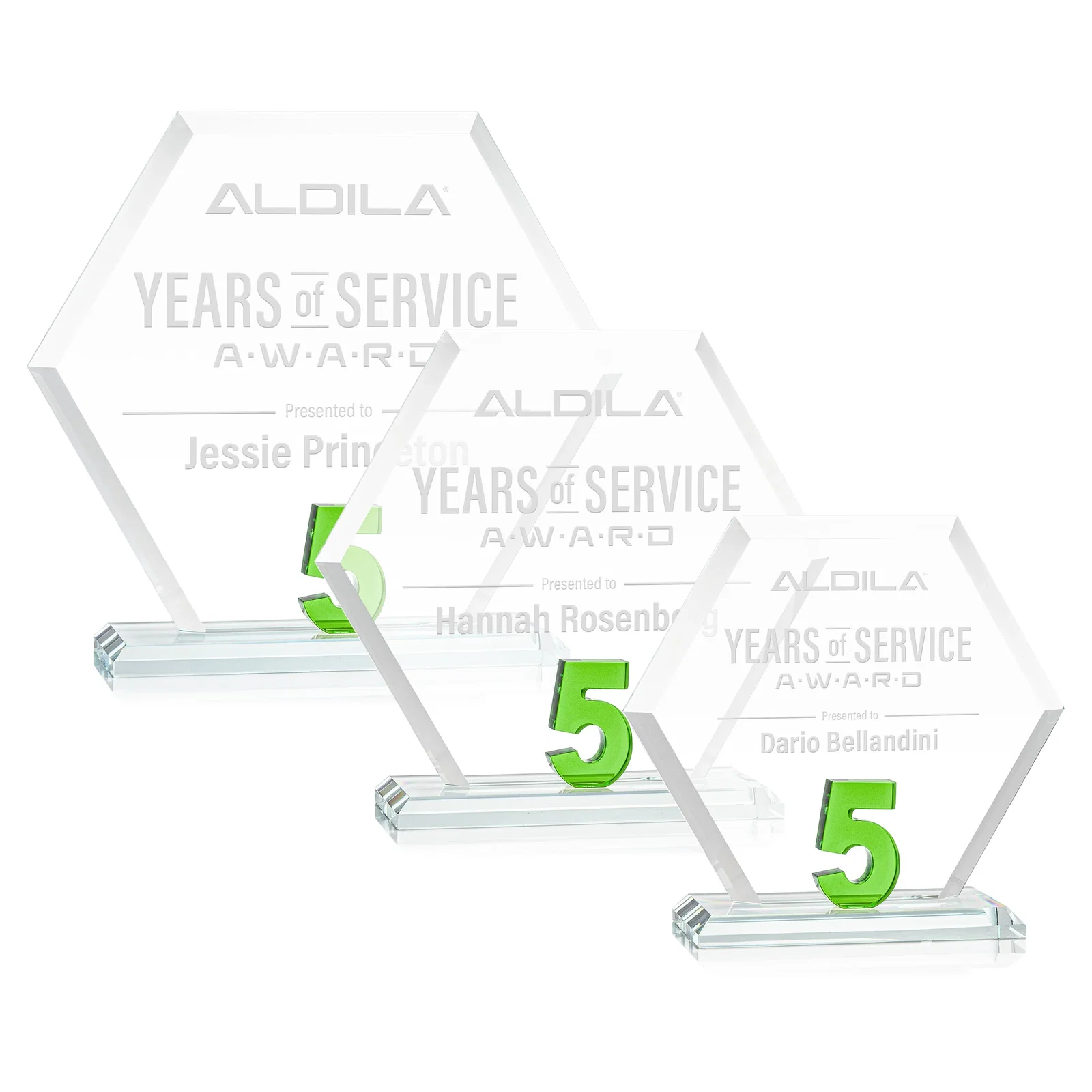 Custom Starfire Crystal Hexagon 5-Year Anniversary Award, awards for volunteer appreciation