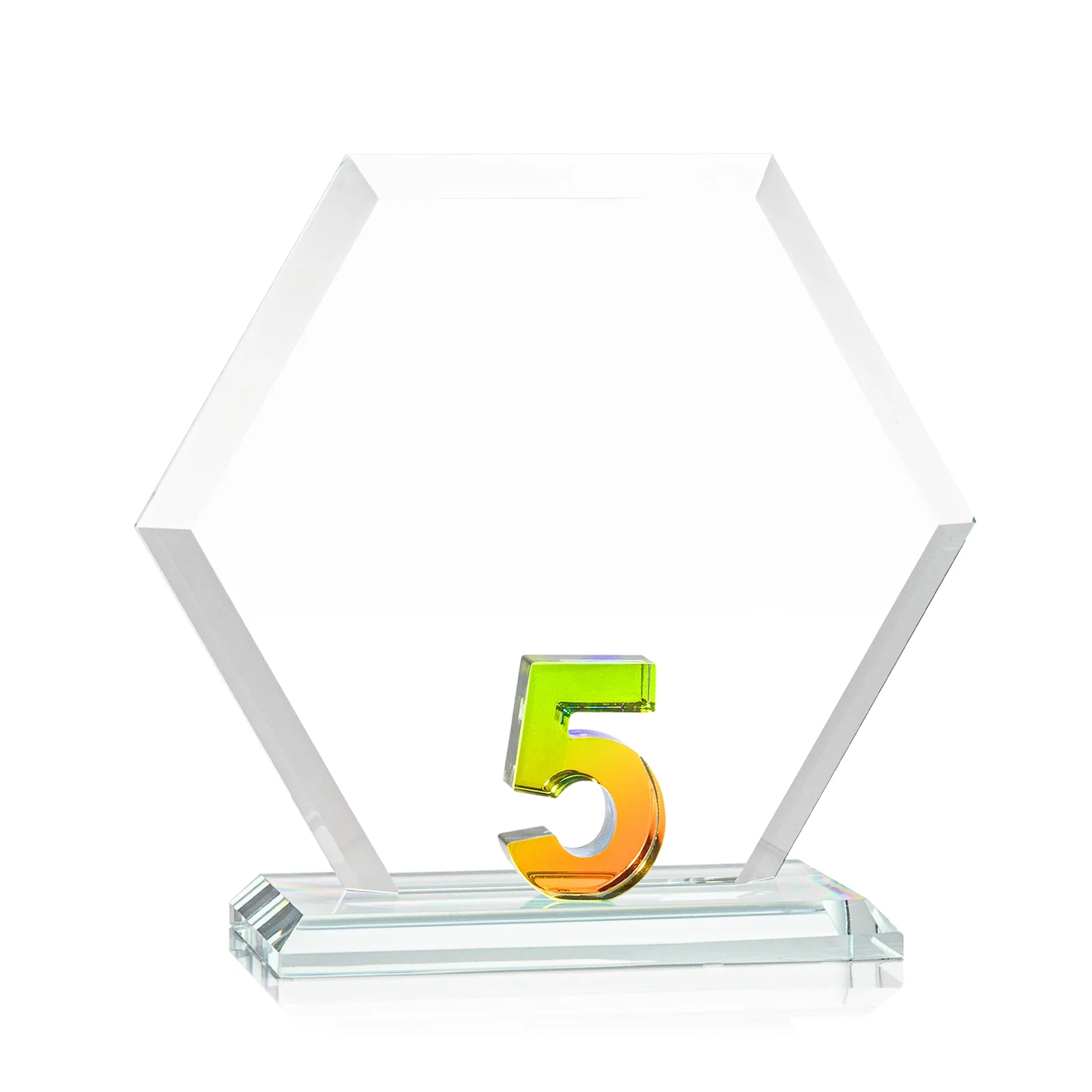 Promotional Starfire Crystal Hexagon 5-Year Anniversary Award, awards for volunteer appreciation