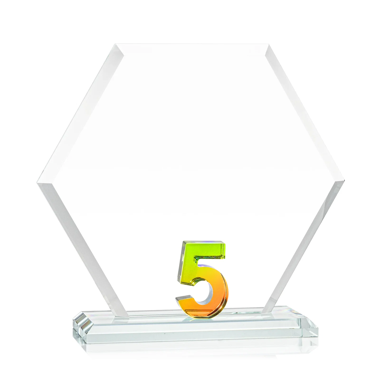 Promotional Starfire Crystal Hexagon 5-Year Anniversary Award, awards for dealer and partner awards