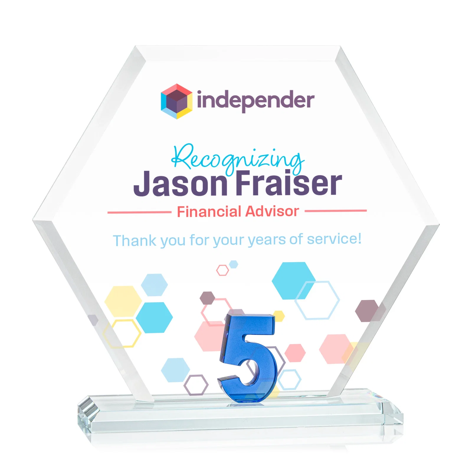 Custom Starfire Crystal Hexagon 5-Year Anniversary Award, awards for graduation ceremonies