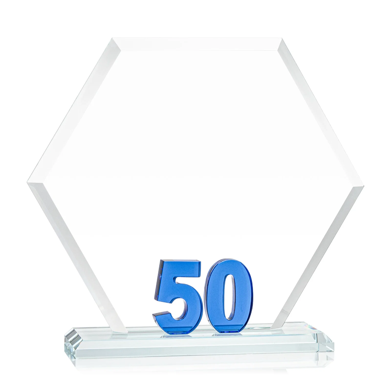 Promotional Starfire Crystal Hexagon 50-Year Anniversary Award, awards for retirement presentations