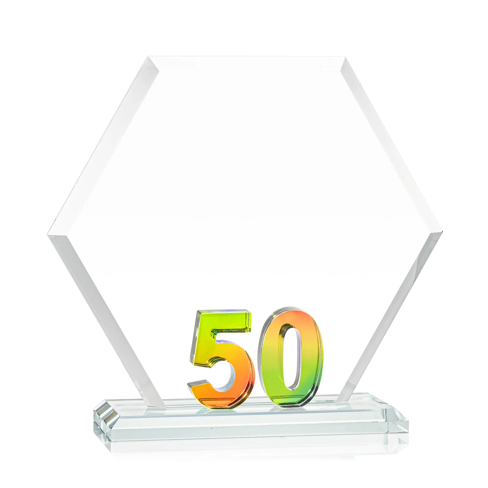 Promotional Starfire Crystal Hexagon 50-Year Anniversary Award, awards for volunteer appreciation