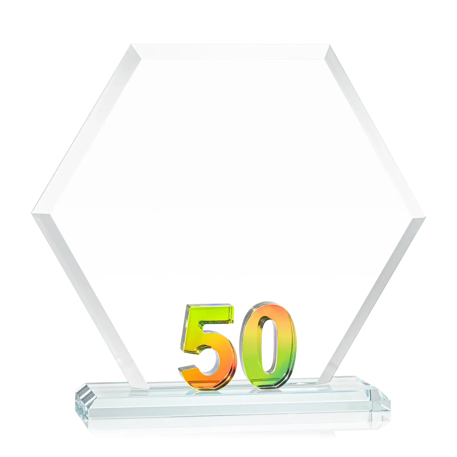 Promotional Starfire Crystal Hexagon 50-Year Anniversary Award, awards for dealer and partner awards