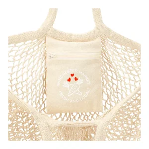 Riviera Cotton Mesh Market Bag w/Zippered Pouch