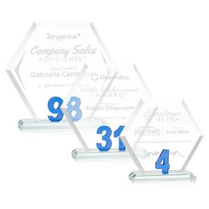 Starfire Crystal Hexagon Award With Selectable Number 0-99