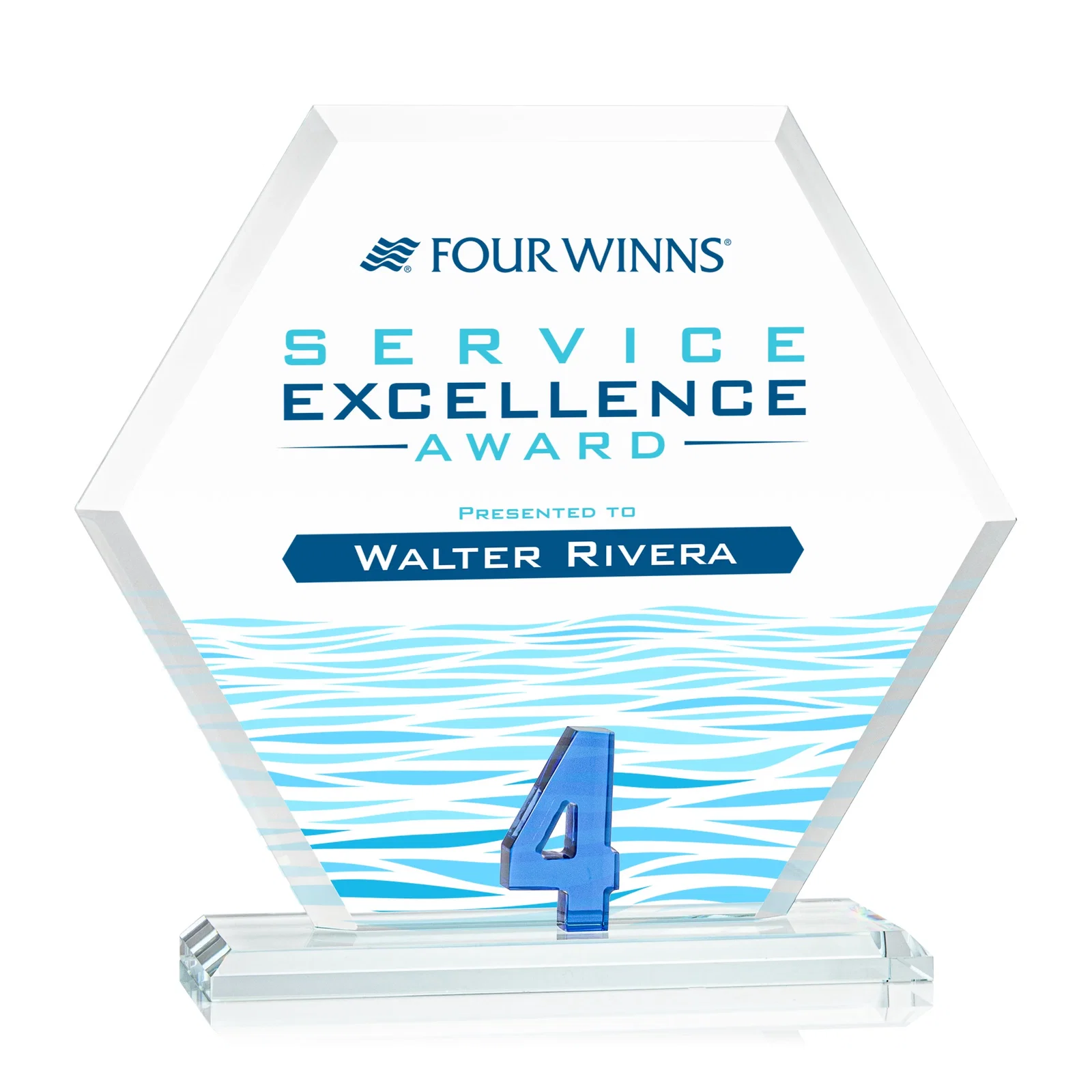Custom Starfire Crystal Hexagon Award With Selectable Number 0-99, awards for company anniversary events