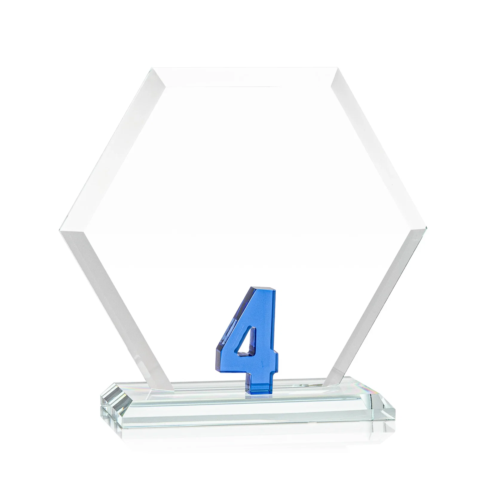 Branded Starfire Crystal Hexagon Award With Selectable Number 0-99, awards for dealer and partner awards