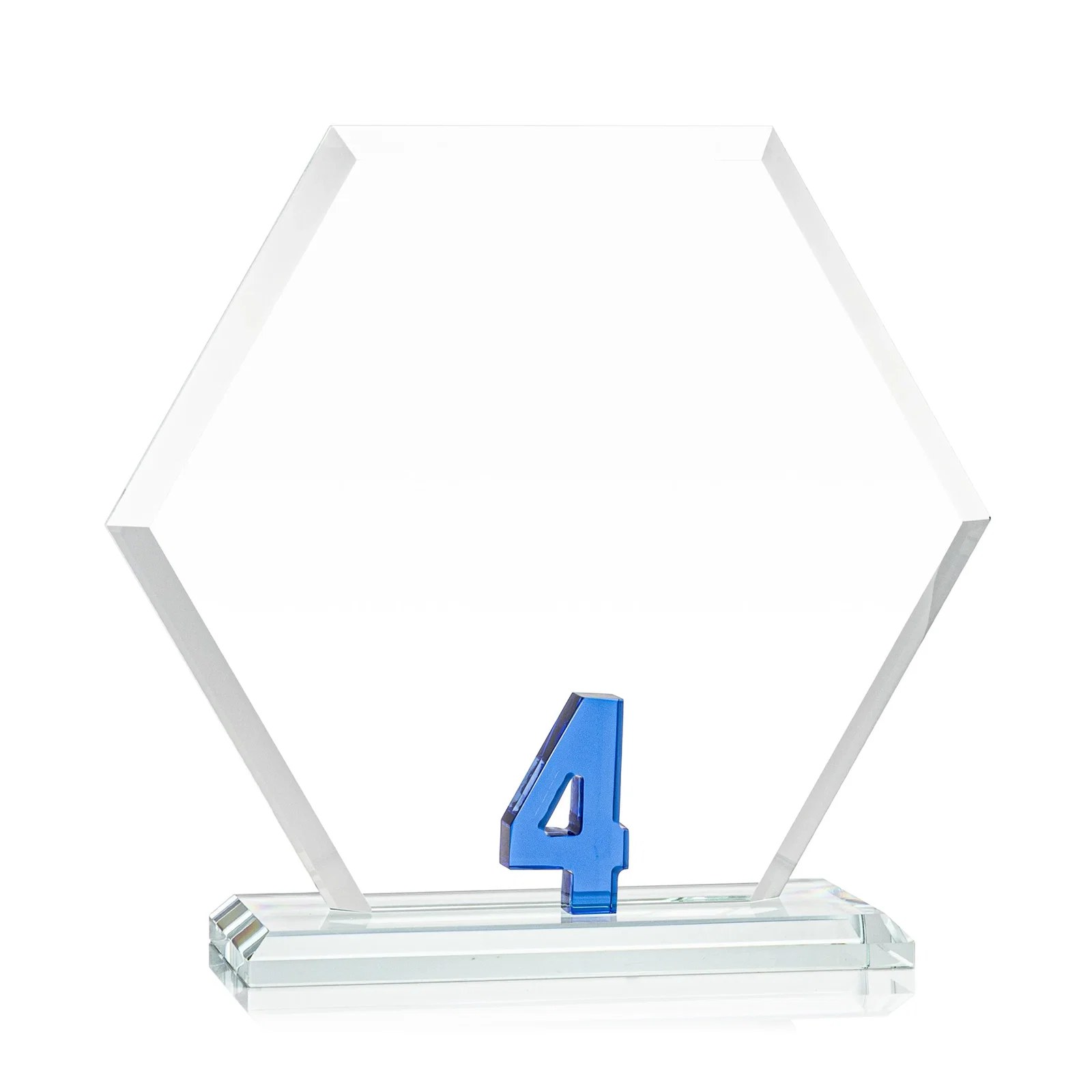 Branded Starfire Crystal Hexagon Award With Selectable Number 0-99, awards for company anniversary events
