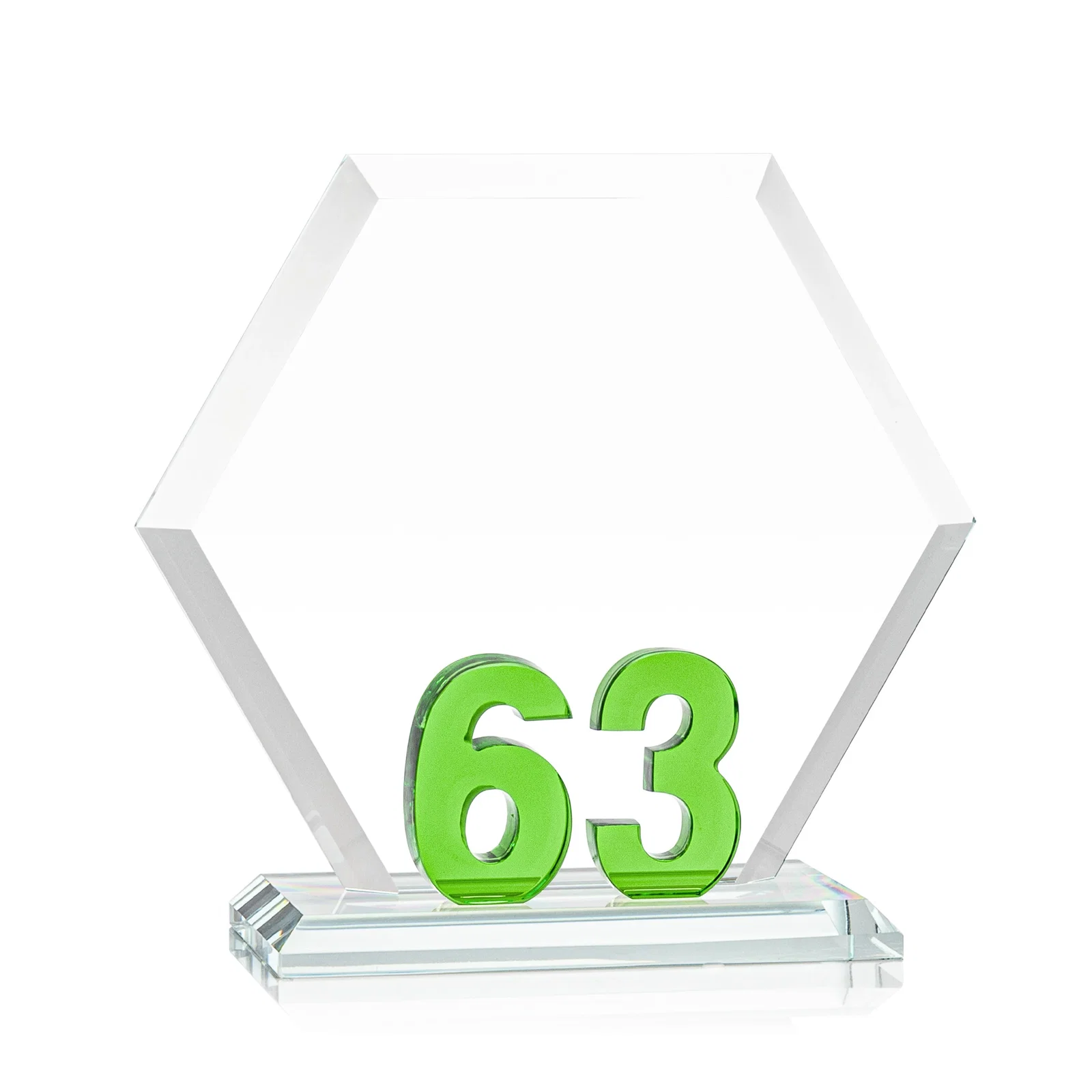 Custom printed Starfire Crystal Hexagon Award With Selectable Number 0-99, awards for graduation ceremonies