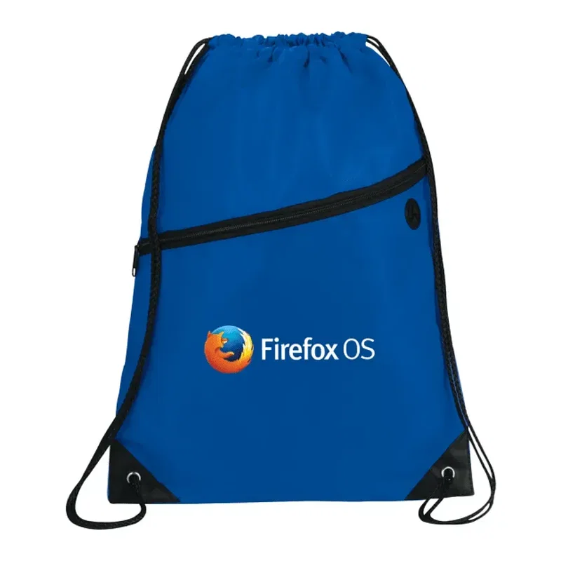 Robin Drawstring Polyester Bag with Front Zipper Pocket — view 9