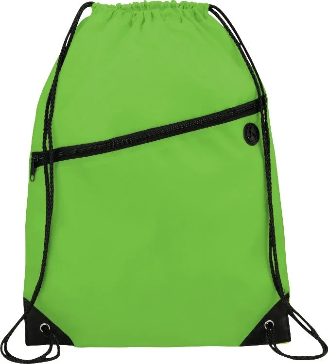 Robin Drawstring Polyester Bag with Front Zipper Pocket — view 48