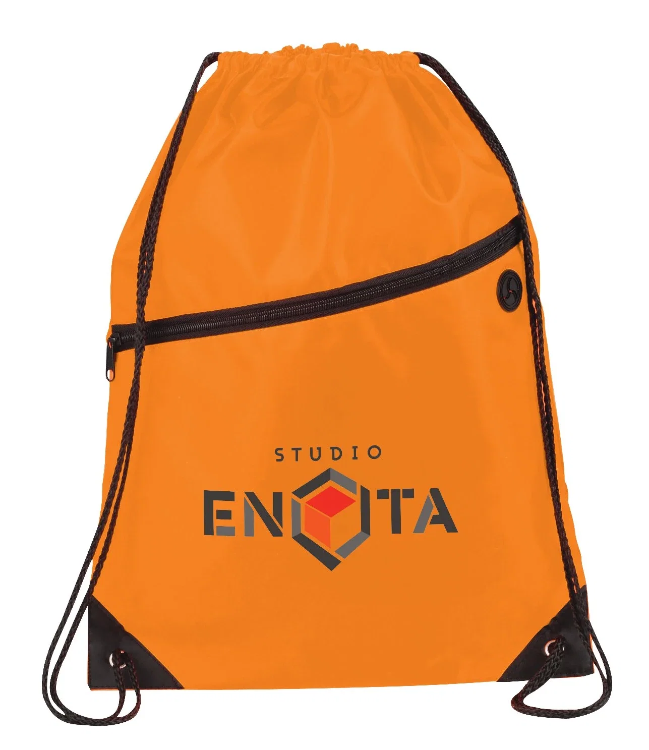 Robin Drawstring Polyester Bag with Front Zipper Pocket — view 55
