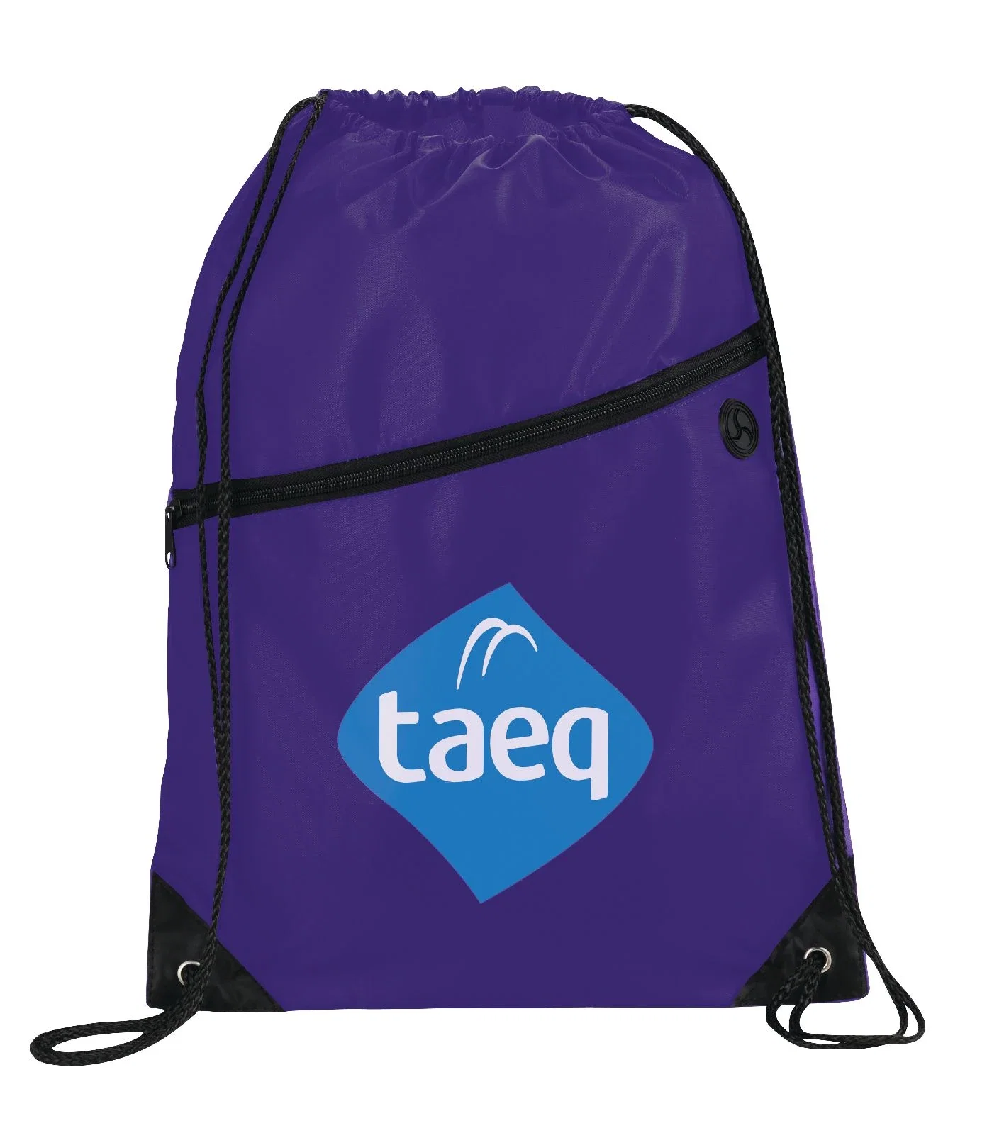 Robin Drawstring Polyester Bag with Front Zipper Pocket — view 57