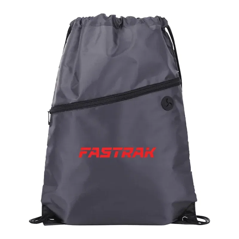 Robin Drawstring Polyester Bag with Front Zipper Pocket — view 3