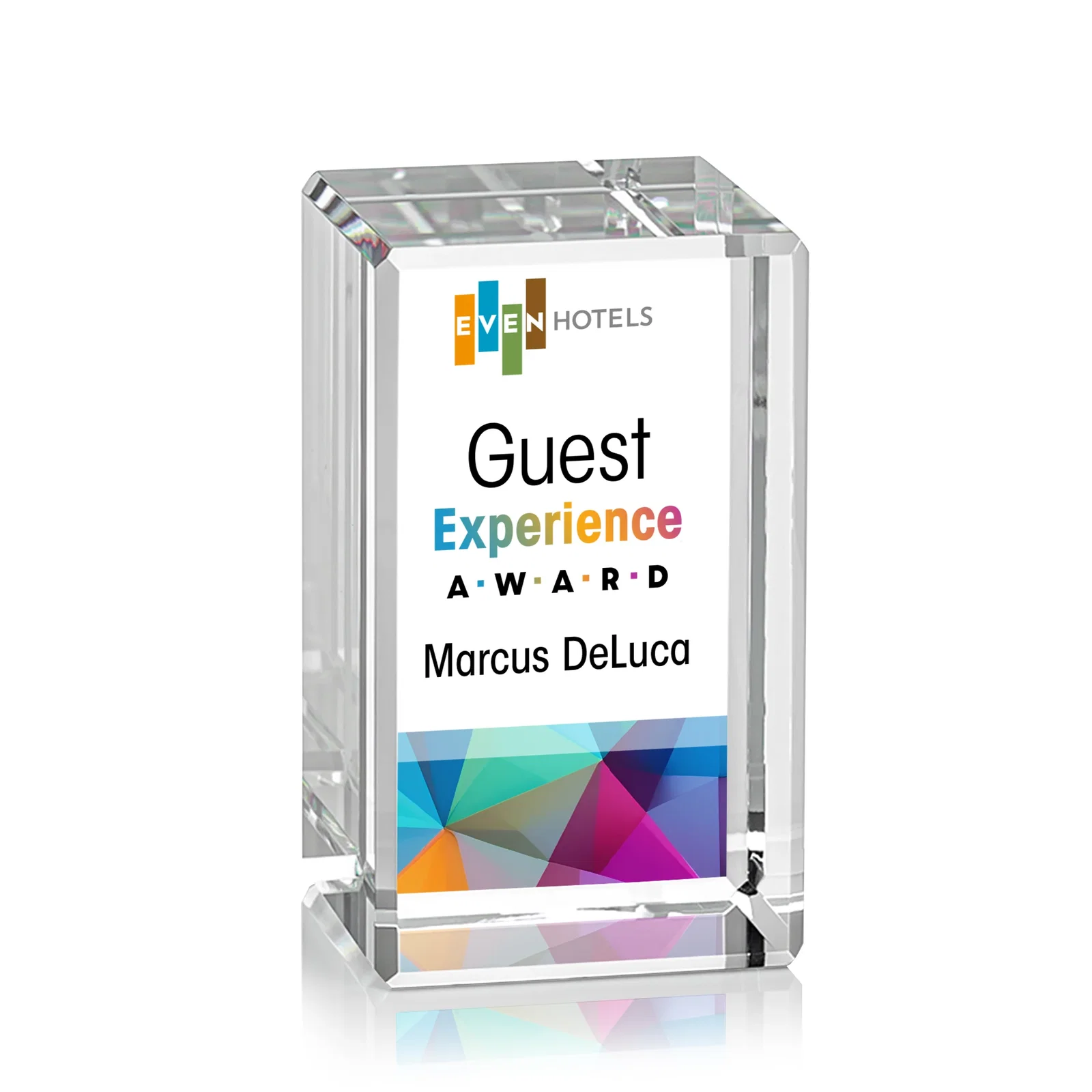 Custom Freestanding Beveled Optical Crystal Column Award, awards for company anniversary events