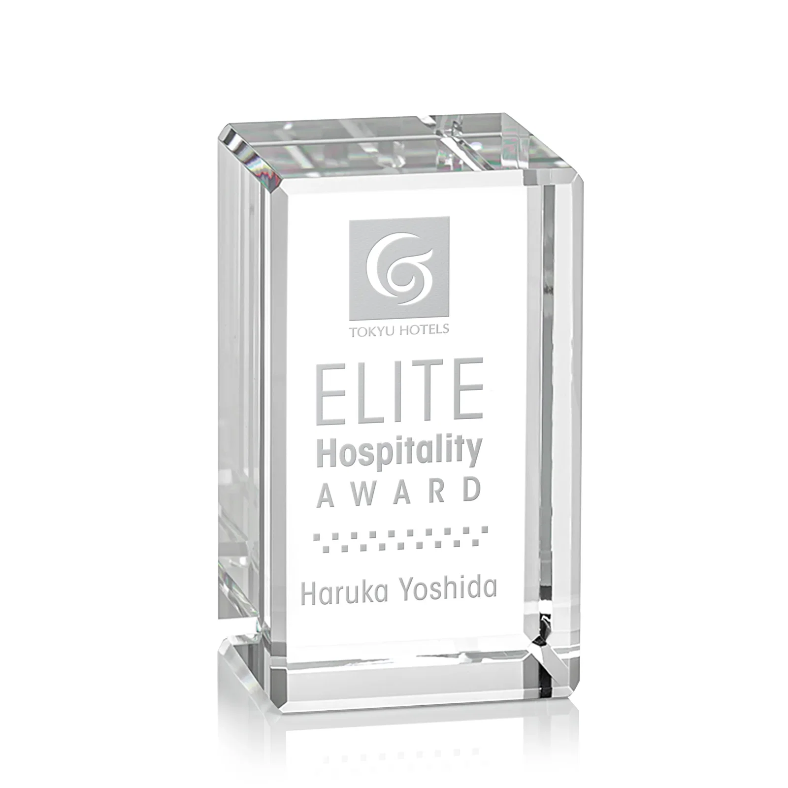 Custom Freestanding Beveled Optical Crystal Column Award, awards for corporate award ceremonies