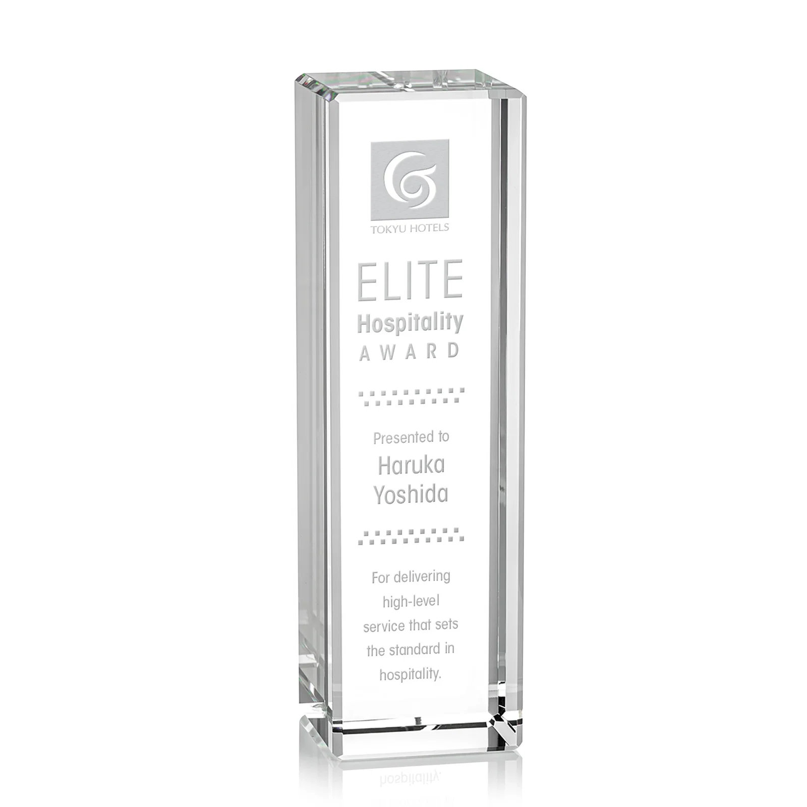 Custom Freestanding Beveled Optical Crystal Column Award, awards for sales achievement awards