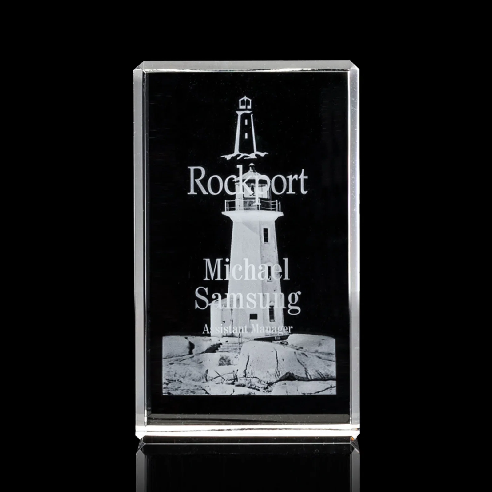 Custom Freestanding Beveled Optical Crystal Column Award, awards for donor appreciation