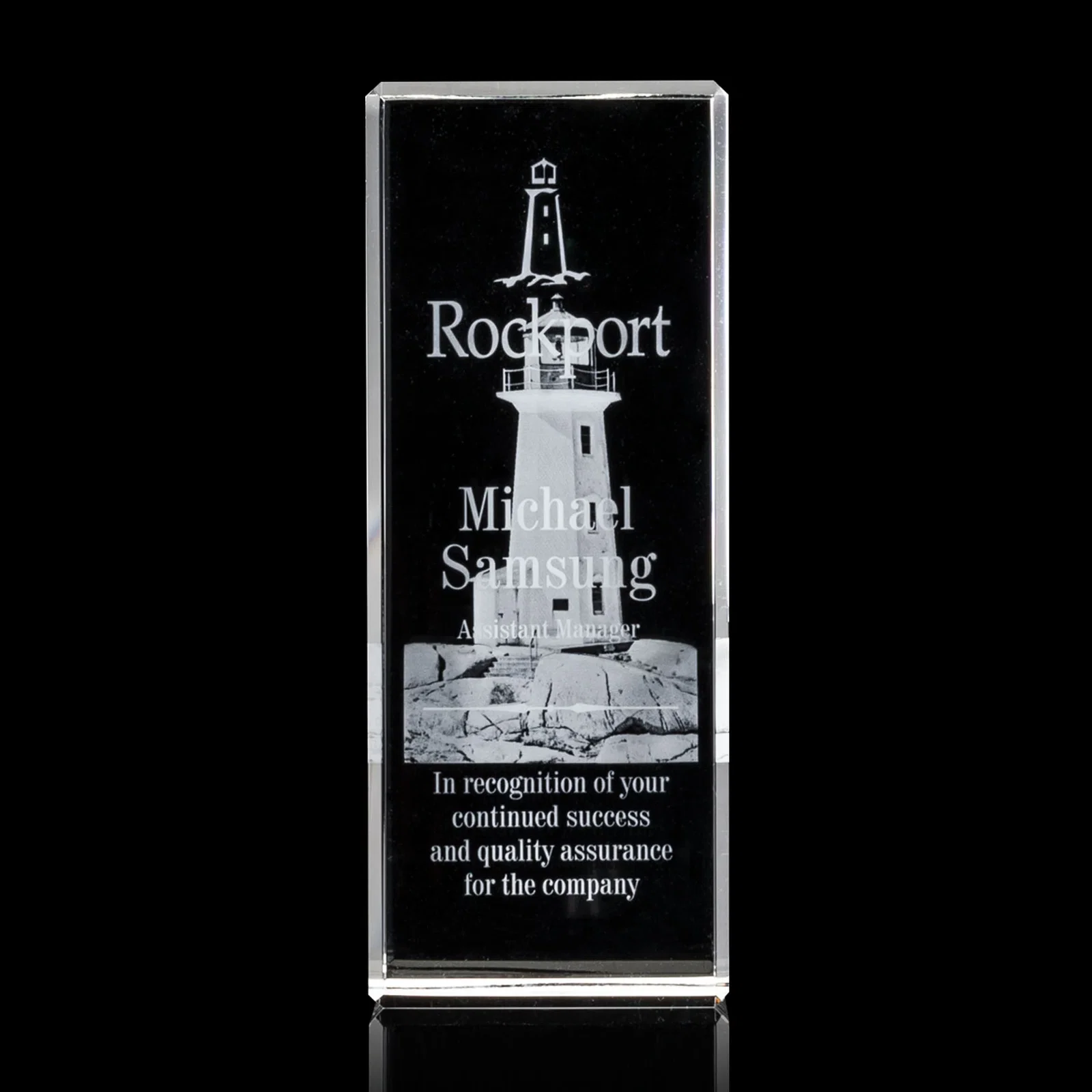 Custom Freestanding Beveled Optical Crystal Column Award, awards for graduation ceremonies