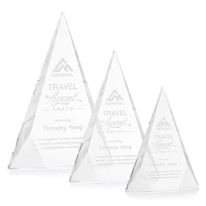 Optical Crystal Pyramid Award with Faceted Diamond Window