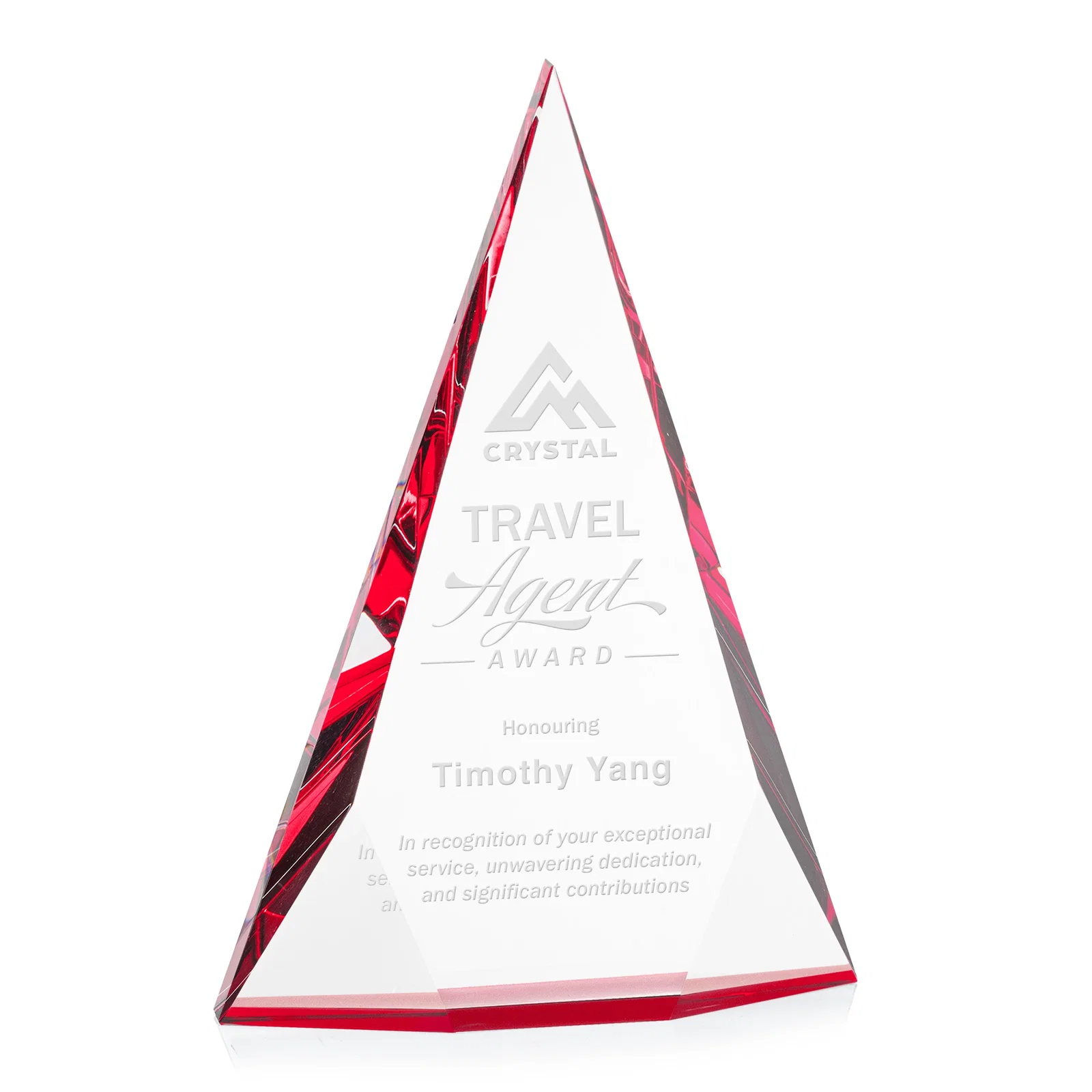 Promotional Optical Crystal Pyramid Award with Faceted Diamond Window for employee recognition