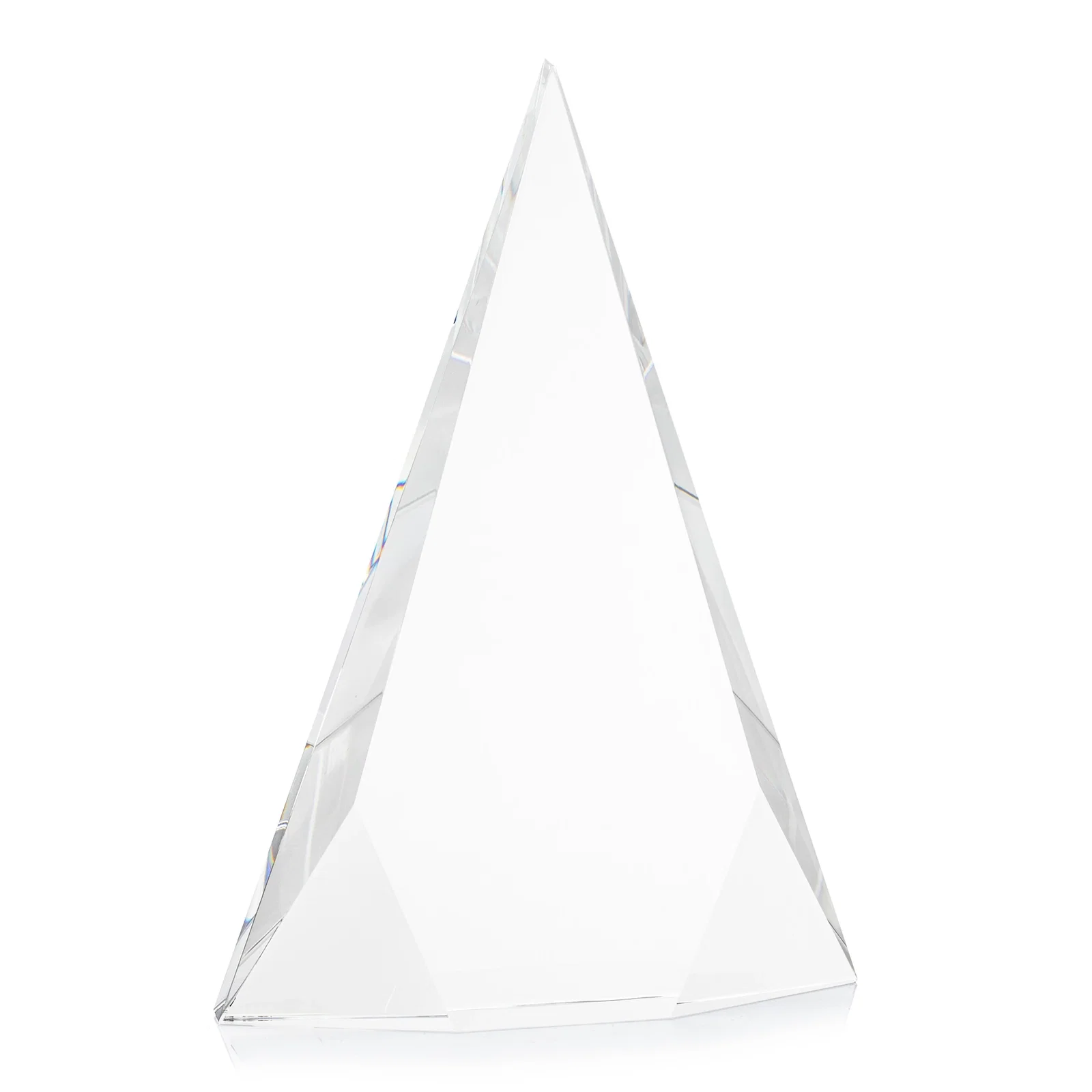 Promotional Optical Crystal Pyramid Award with Faceted Diamond Window for company anniversary events