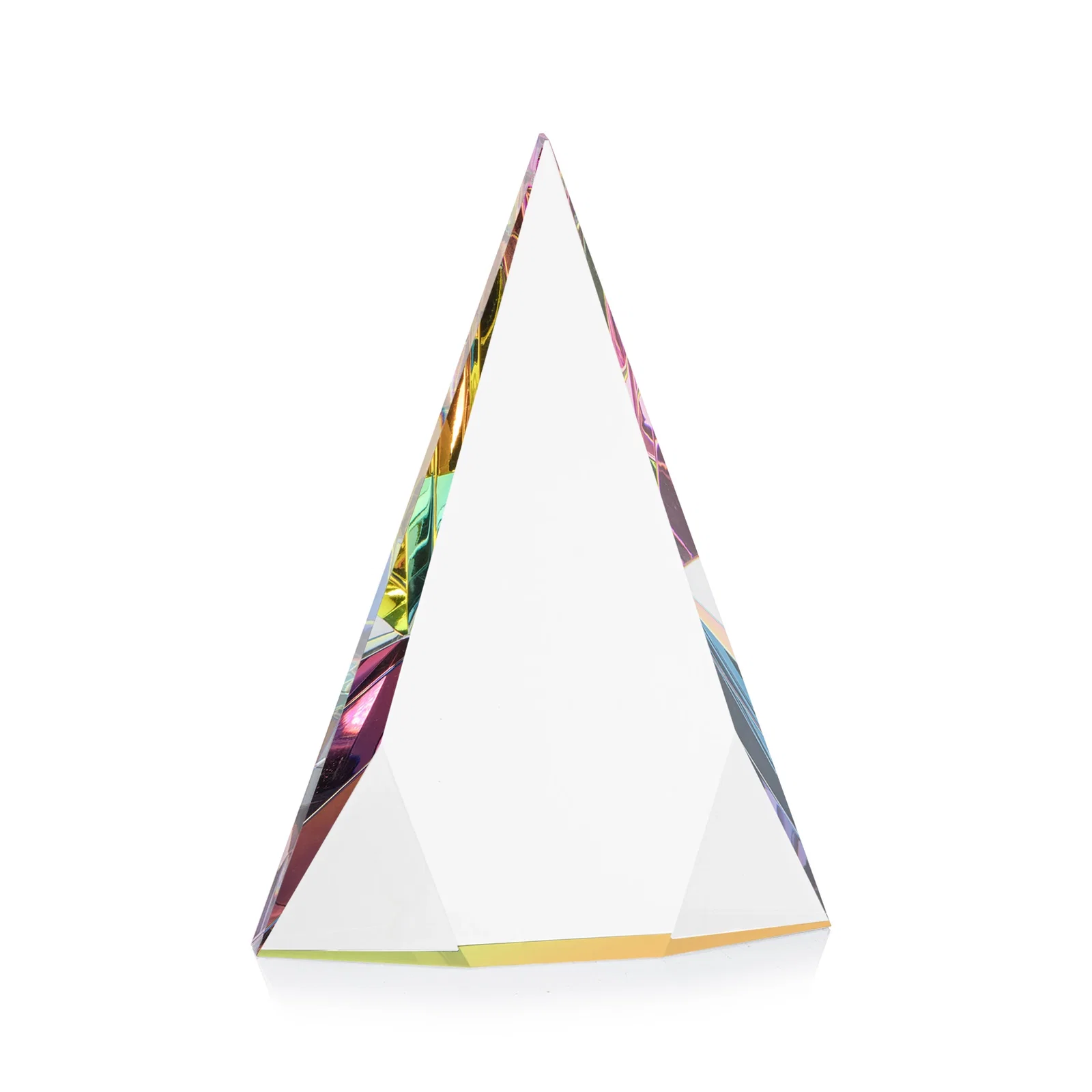 Branded Optical Crystal Pyramid Award with Faceted Diamond Window for employee recognition