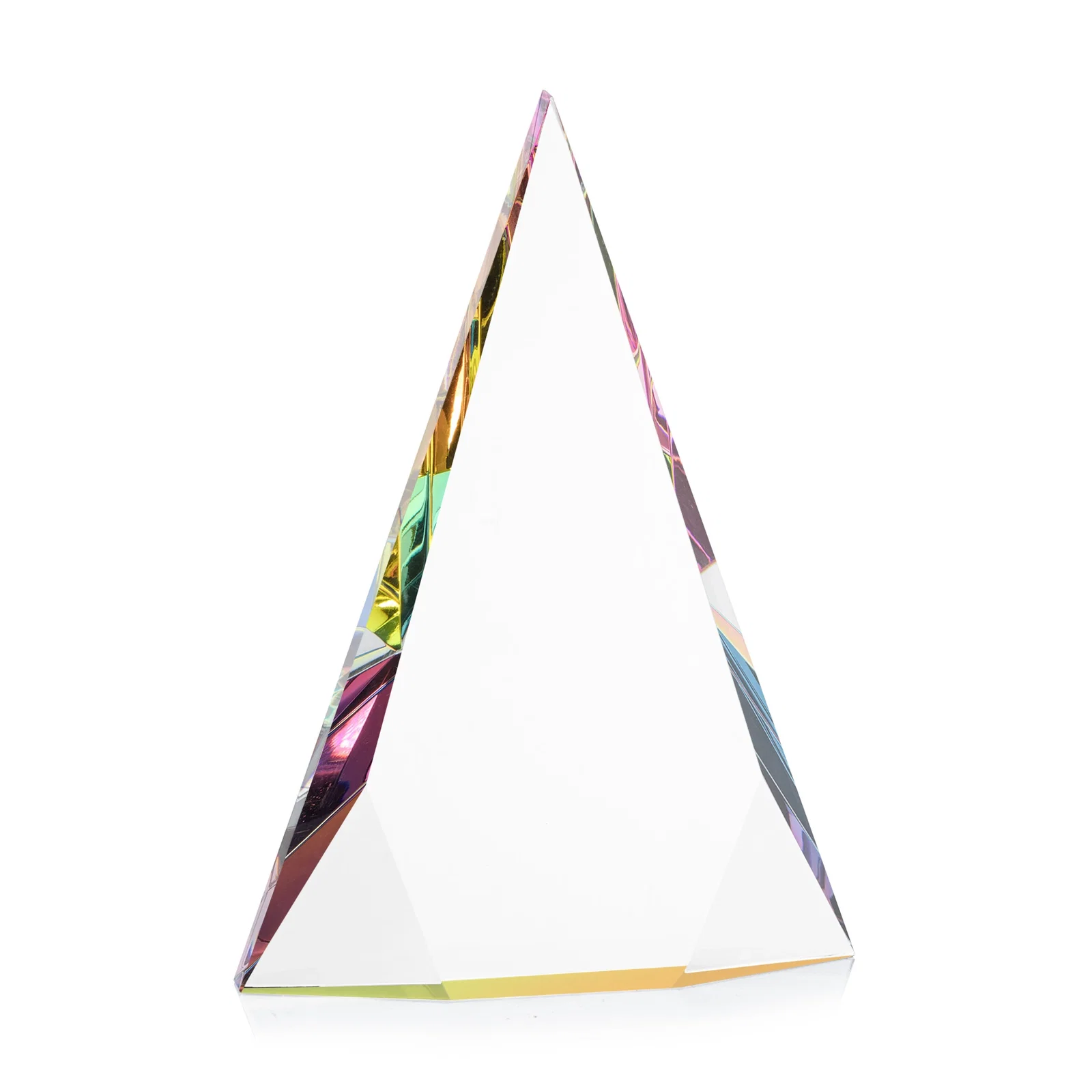 Branded Optical Crystal Pyramid Award with Faceted Diamond Window for corporate award ceremonies