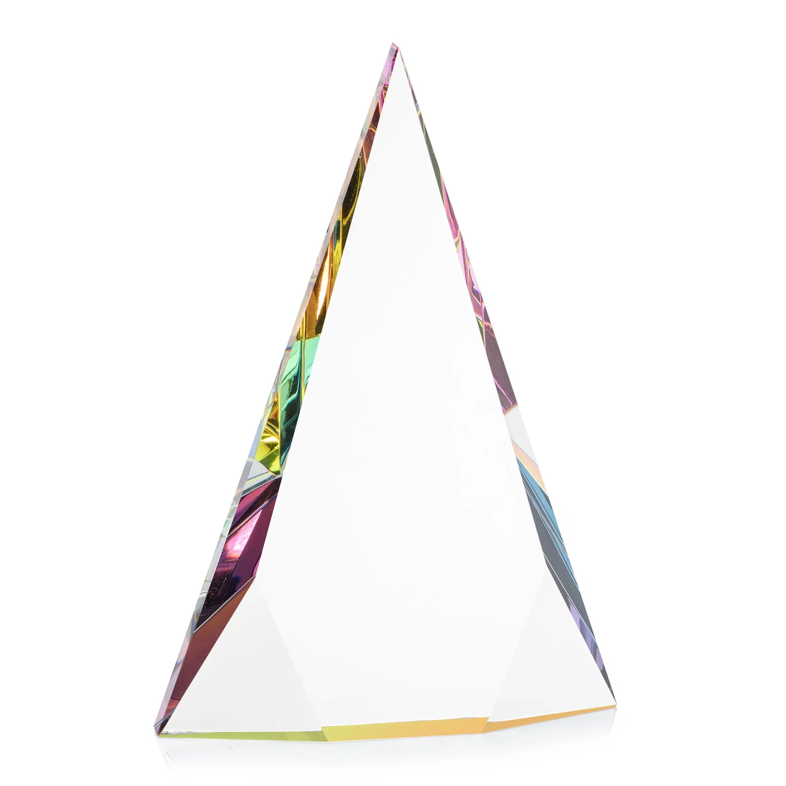 Branded Optical Crystal Pyramid Award with Faceted Diamond Window for service anniversary gifts