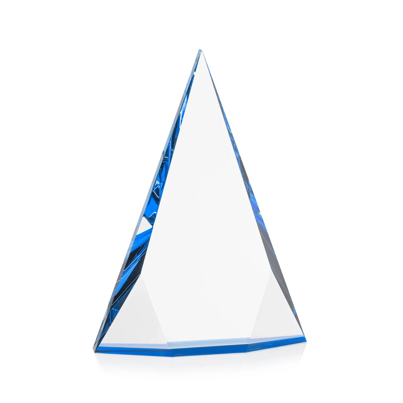 Branded Optical Crystal Pyramid Award with Faceted Diamond Window for sales achievement awards