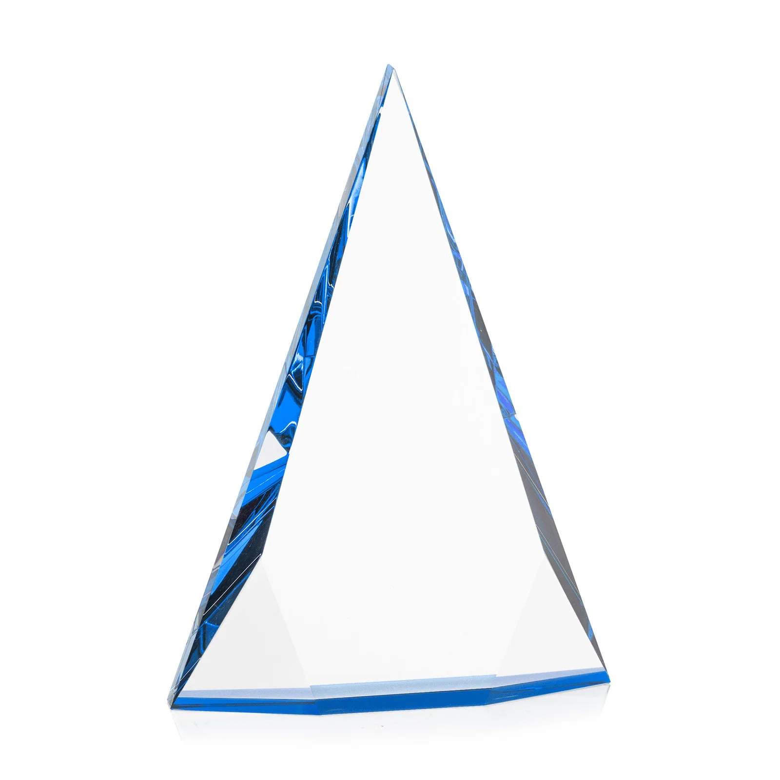 Branded Optical Crystal Pyramid Award with Faceted Diamond Window for retirement presentations