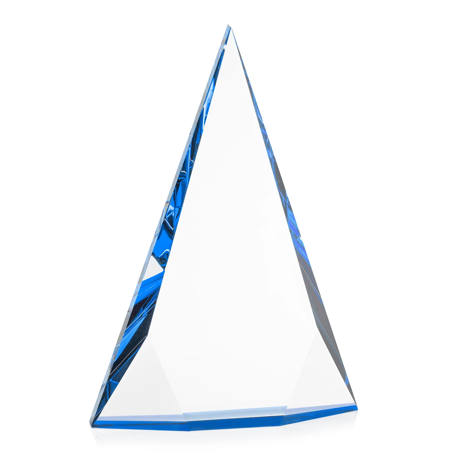 Branded Optical Crystal Pyramid Award with Faceted Diamond Window for team milestone celebrations