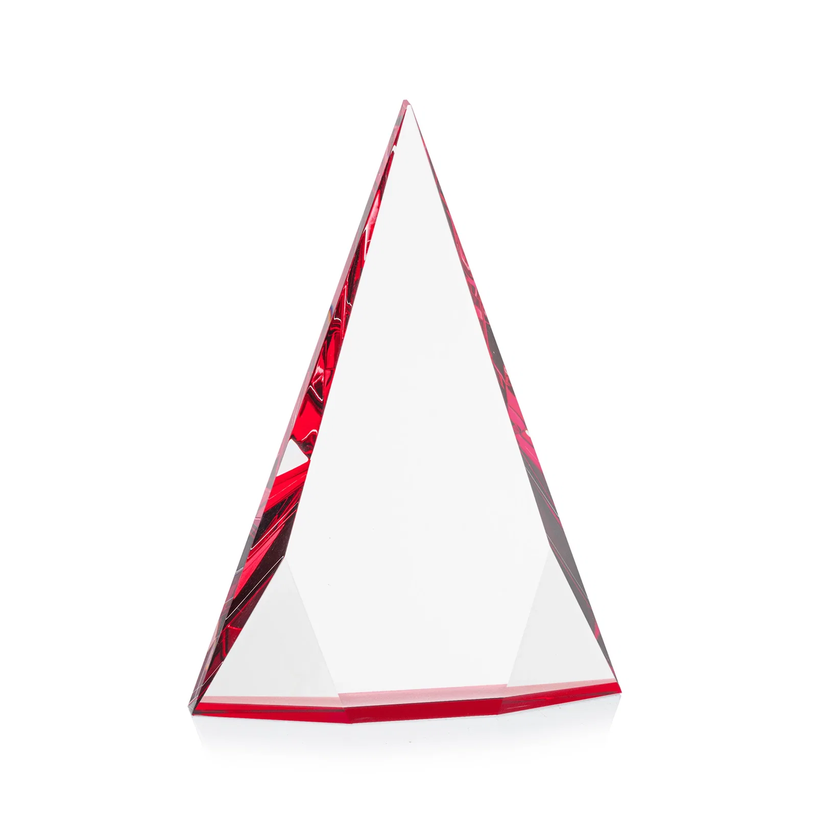 Branded Optical Crystal Pyramid Award with Faceted Diamond Window for donor appreciation