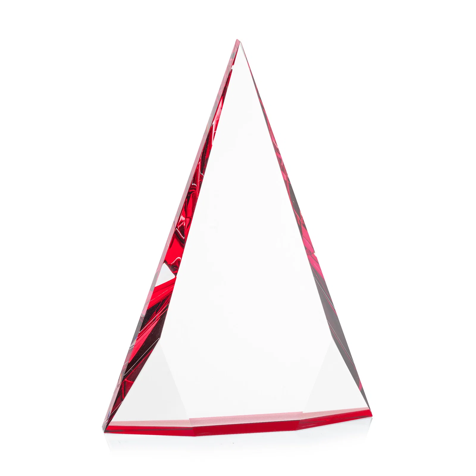 Branded Optical Crystal Pyramid Award with Faceted Diamond Window for graduation ceremonies