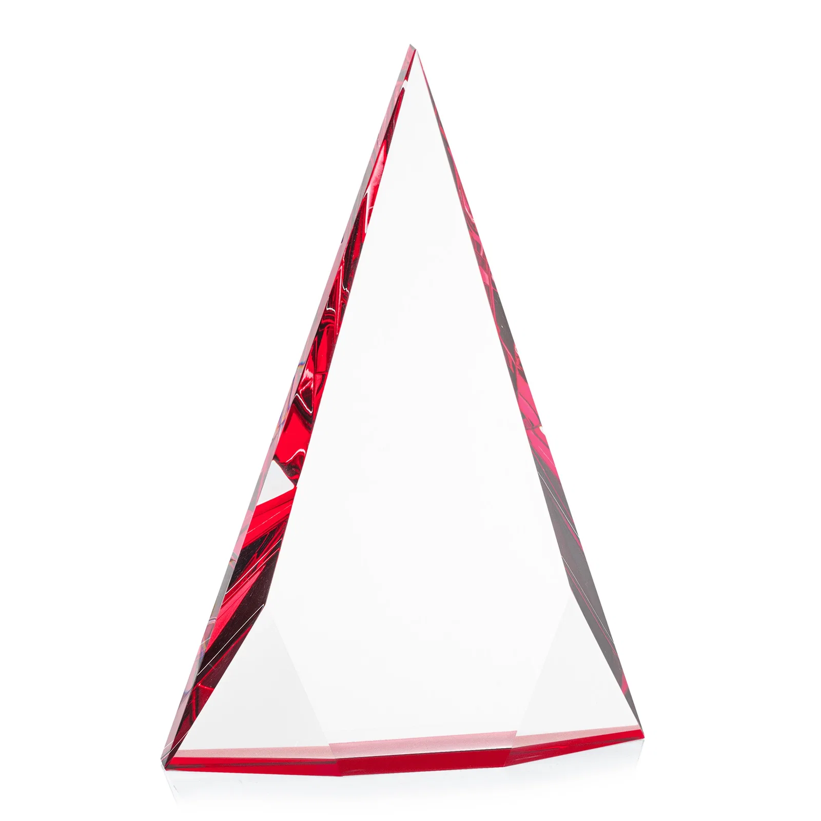 Branded Optical Crystal Pyramid Award with Faceted Diamond Window for safety achievement programs