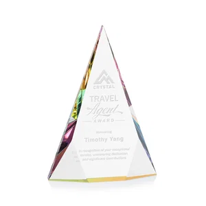 Optical Crystal Pyramid Award with Faceted Diamond Window