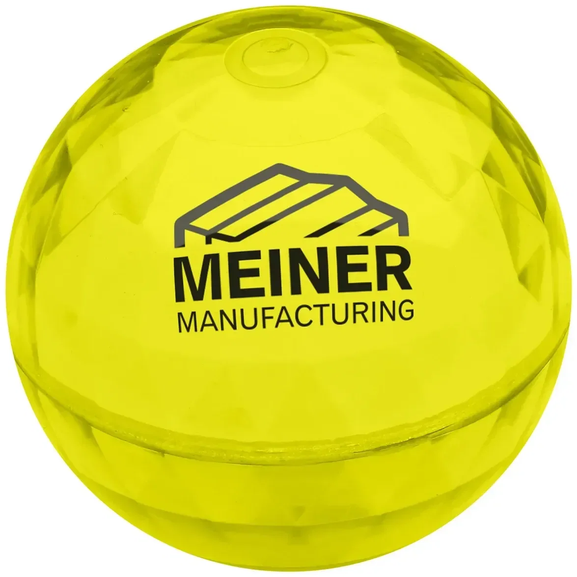 Branded Rocket Orb High-Bounce Ball, side view of the translucent bouncing ball with logo
