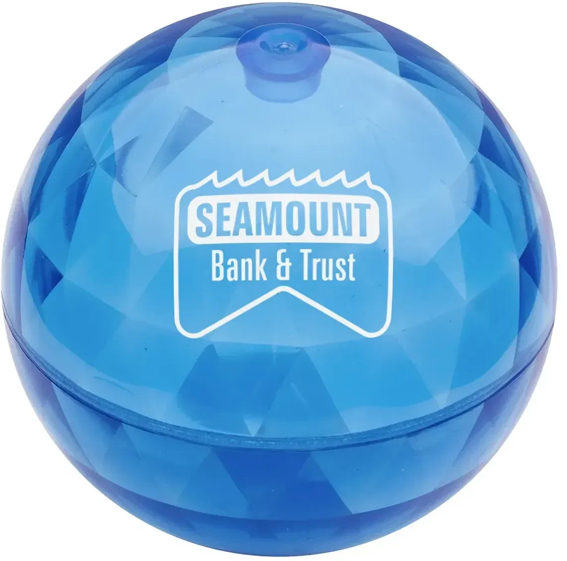 Custom Rocket Orb High-Bounce Ball, angled view of the air-filled translucent bouncy ball