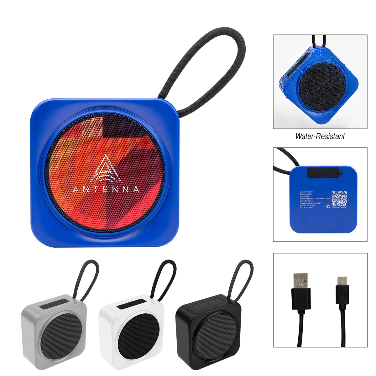 Compact recycled plastic speaker with a square body