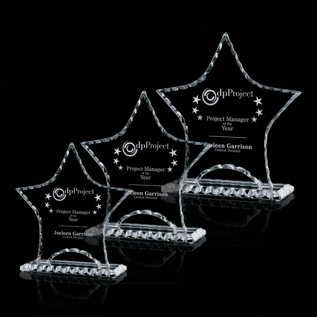 Custom Jade Glass Star Award With A Hand-Chipped Outline for employee recognition