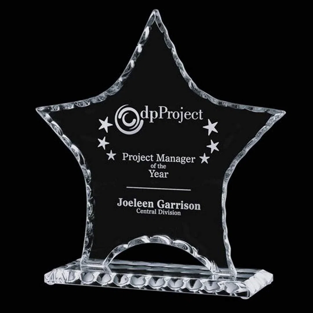 Custom Jade Glass Star Award With A Hand-Chipped Outline for corporate award ceremonies