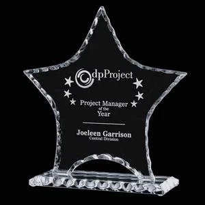 Jade Glass Star Award With A Hand-Chipped Outline