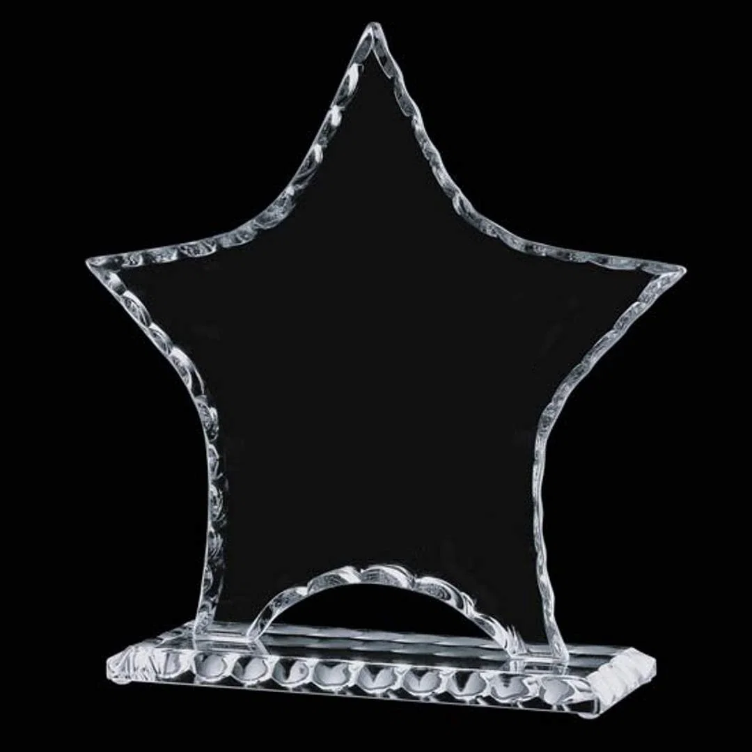 Custom Jade Glass Star Award With A Hand-Chipped Outline for service anniversary gifts