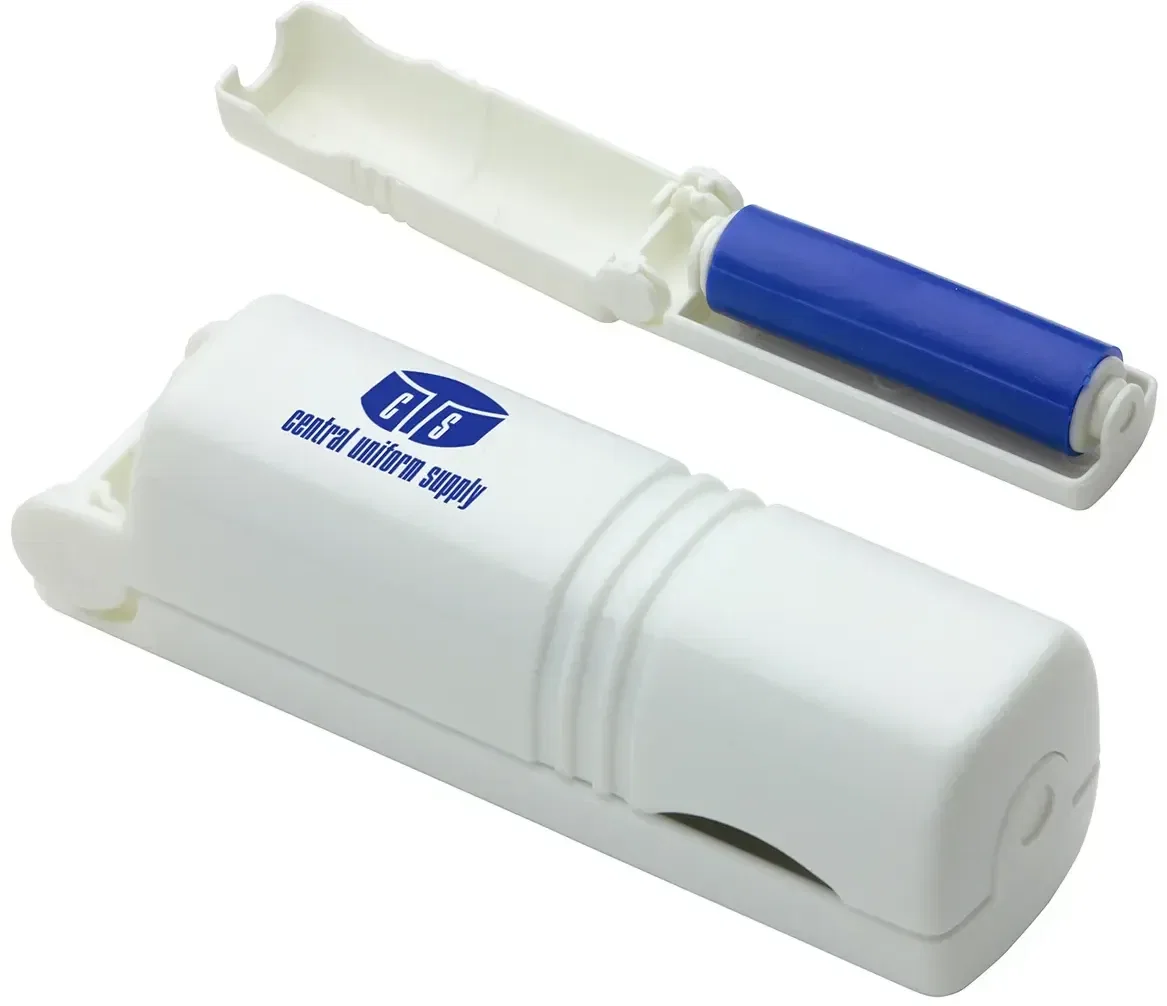 Roll & Rinse gel lint remover, custom branded reusable lint roller, hero view with logo