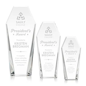 Double-Bevel Optical Crystal Award With Notched Top